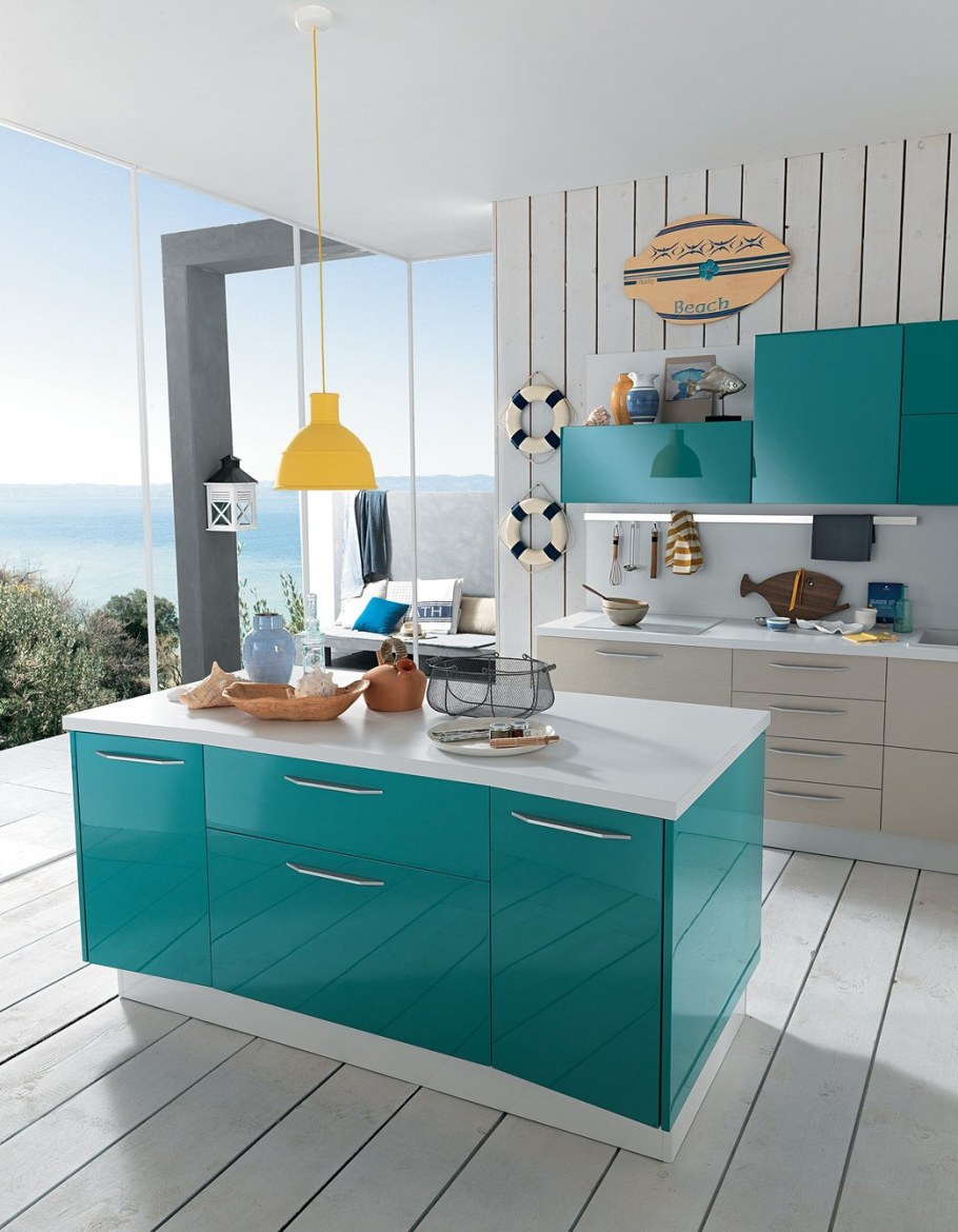Кухня в бирюзовом цвете