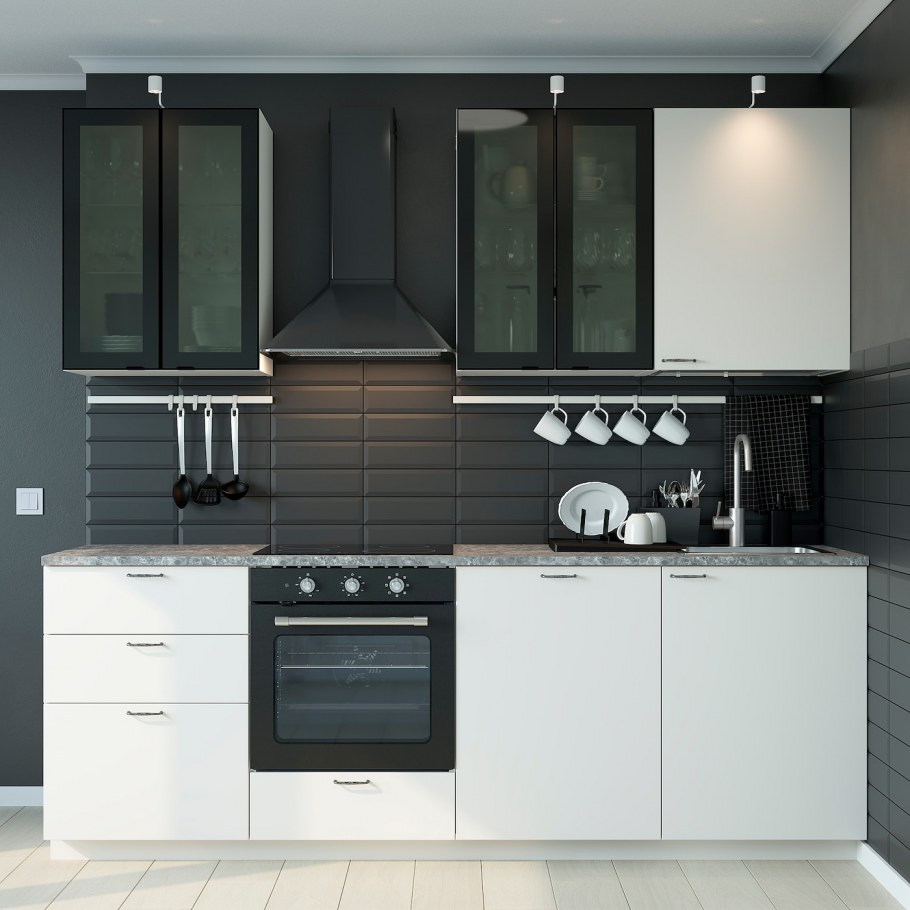 Белая кухня с ручкой gola