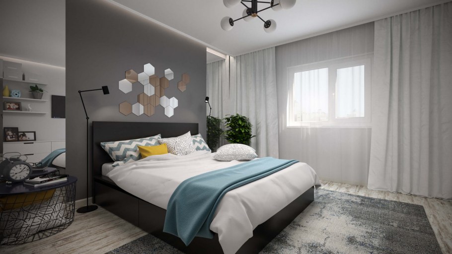 Спальня для пары в скандинавском стиле