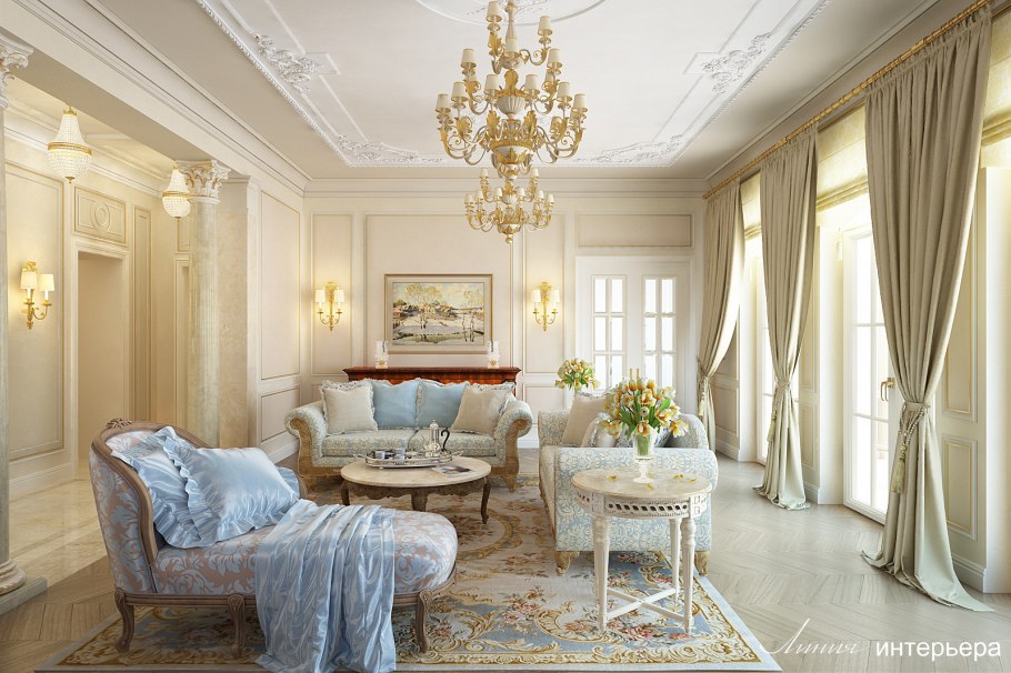 Квартира в классическом стиле в светлых тонах
