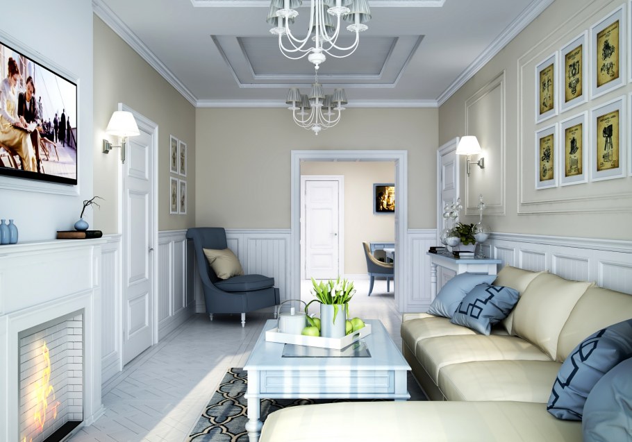 Классические гостиные в светлых тонах