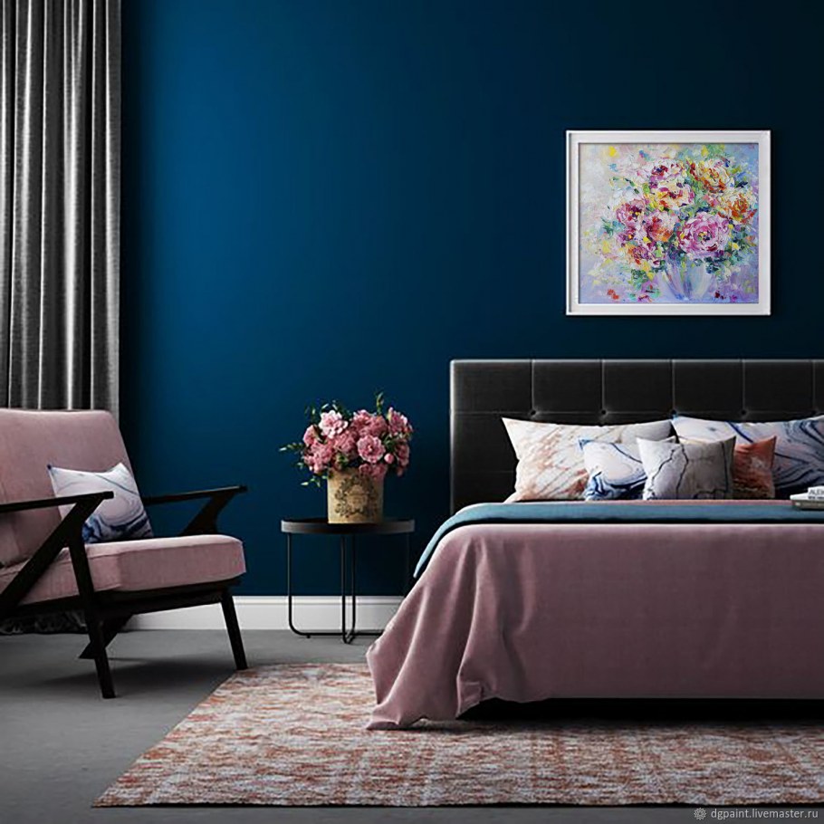 Синий с розовым в интерьере