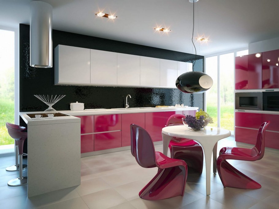 Розовая кухня