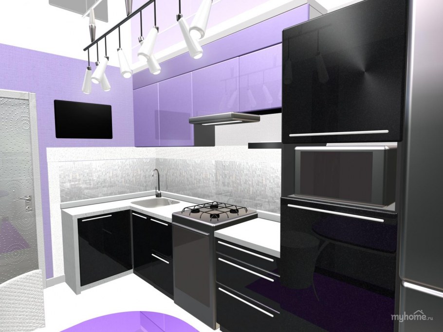 Маленькие угловые кухни в стиле хайтек