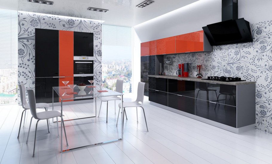 Кухня со стеклянными фасадами