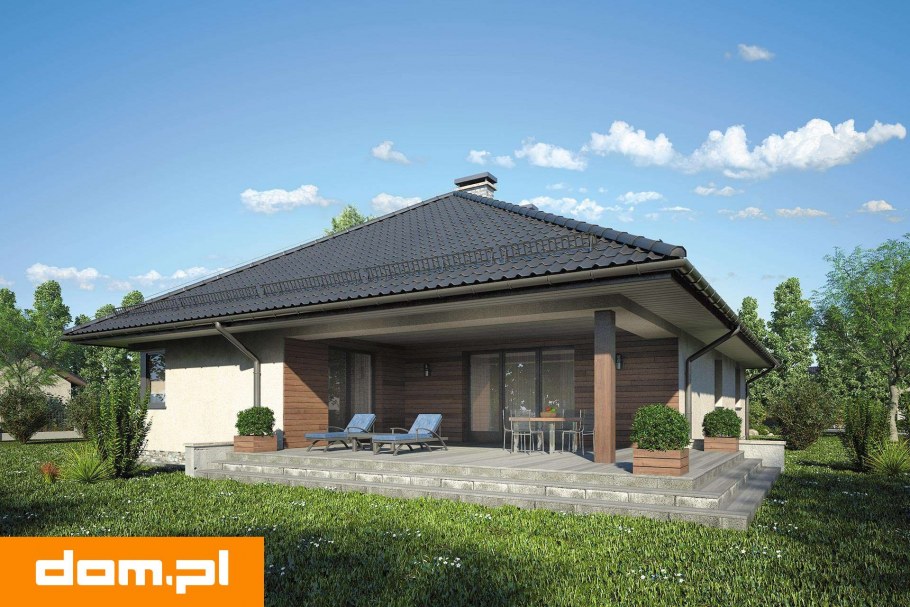 Одноэтажный дом с невысокой крышей