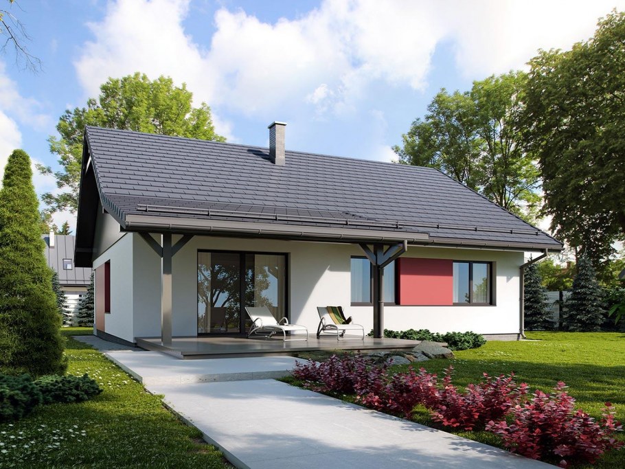 Одноэтажные дома с двускатной крышей