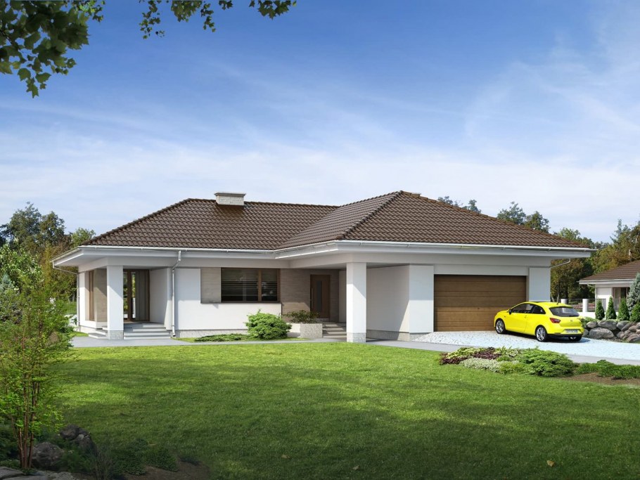 Одноэтажный коттедж с гаражом