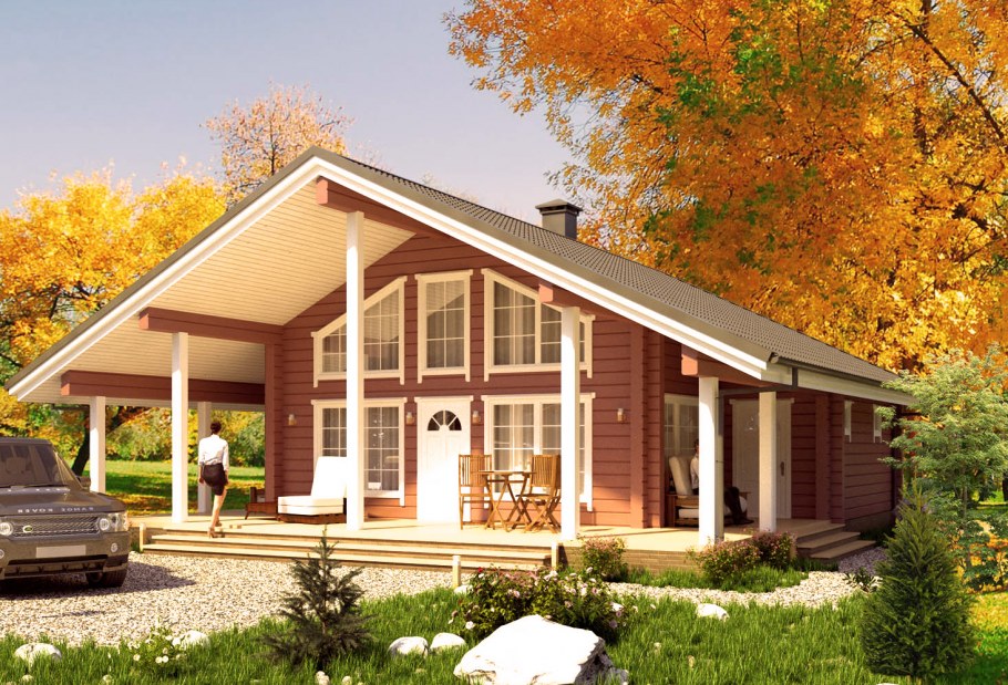 Дома из клееного бруса 150м2 Скандинавский