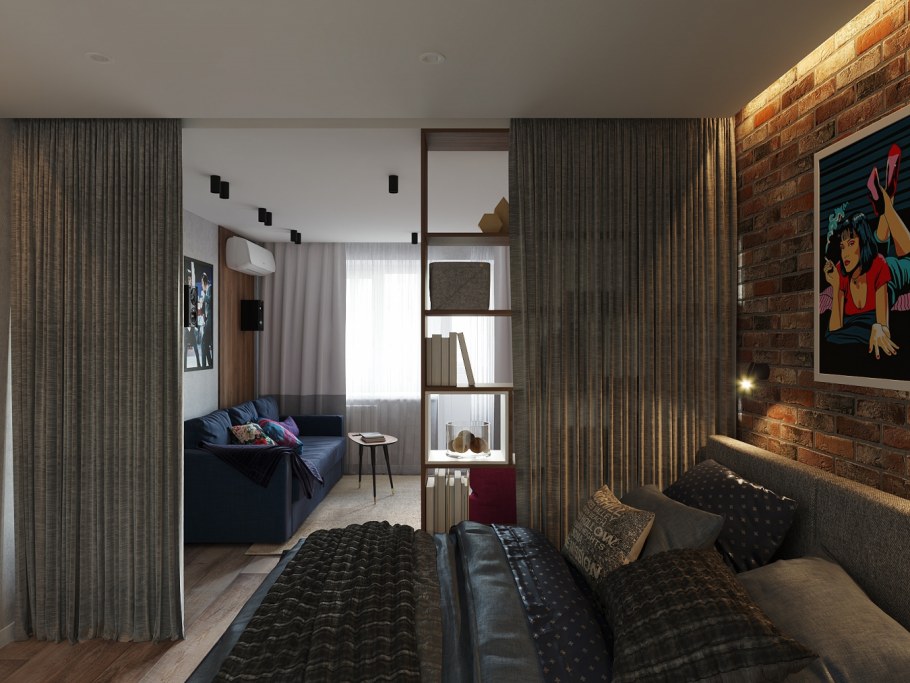 Зонирование квартиры студии 35