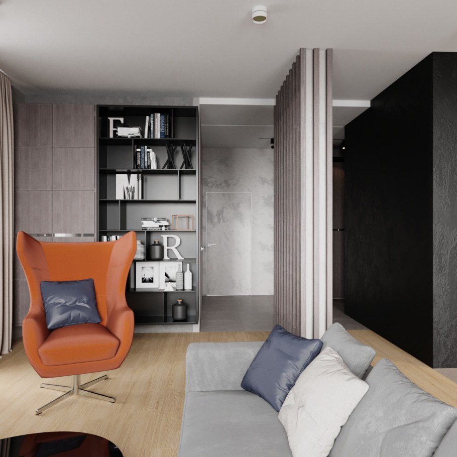 Интерьер однокомнатной квартиры для молодого мужчины