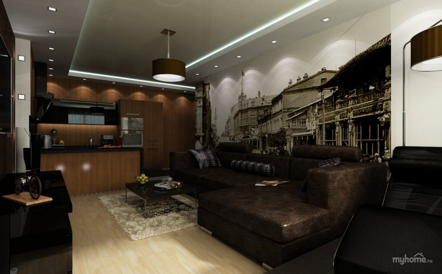 Квартира студия в темных тонах