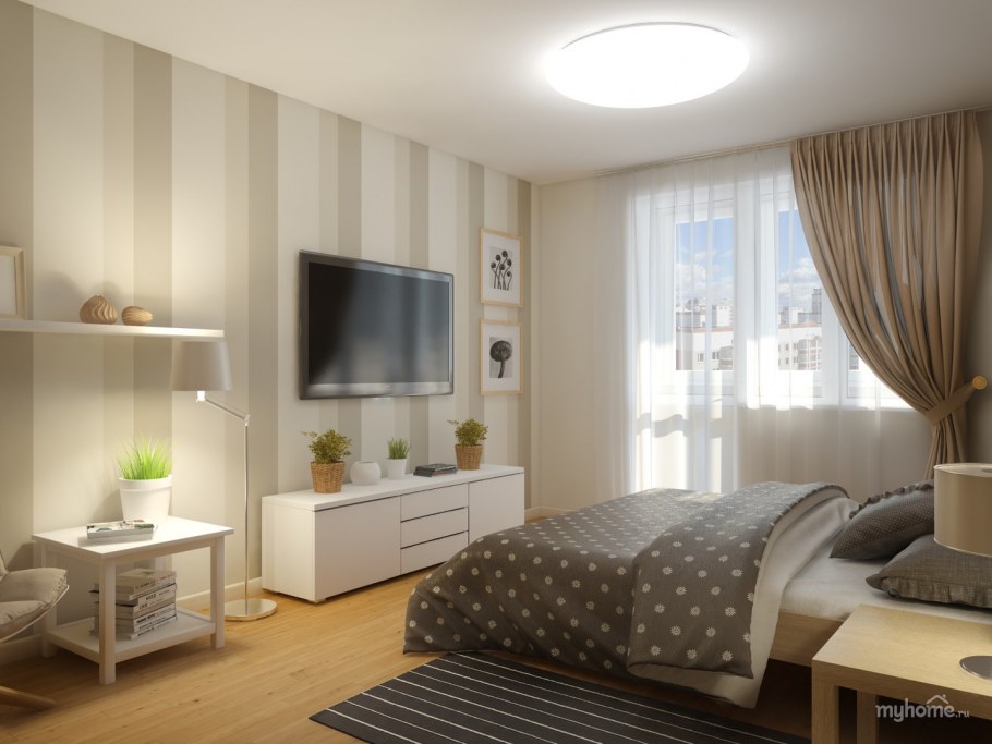 Интерьер комнаты в однокомнатной квартире