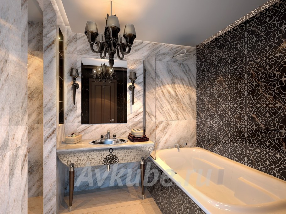 Ванная в стиле арт деко маленькая