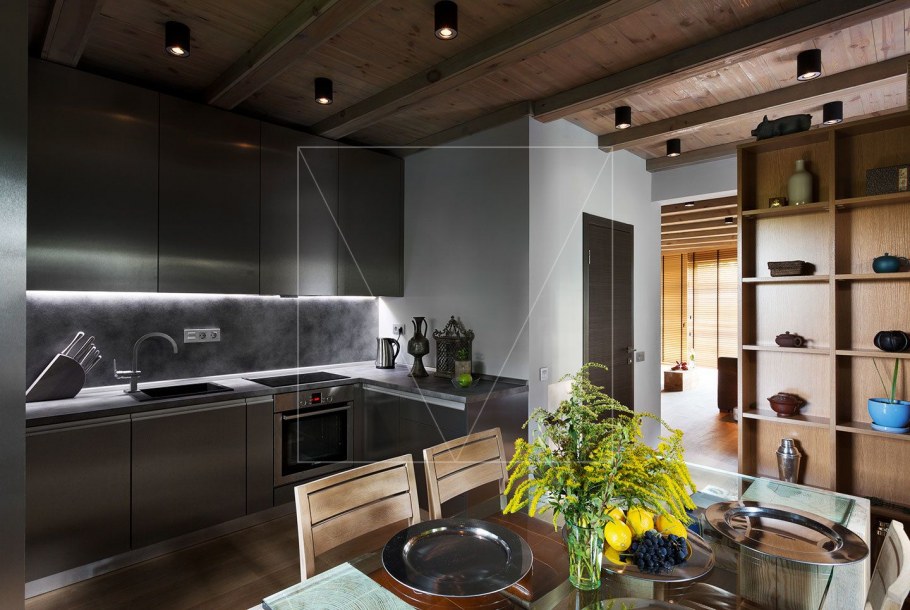 Современная кухня в загородном доме