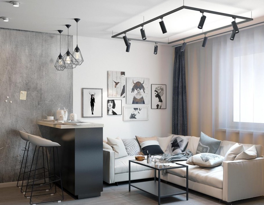 Трековая система освещения в интерьере