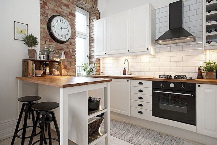 Кухня Скандинавский стиль светлая икея