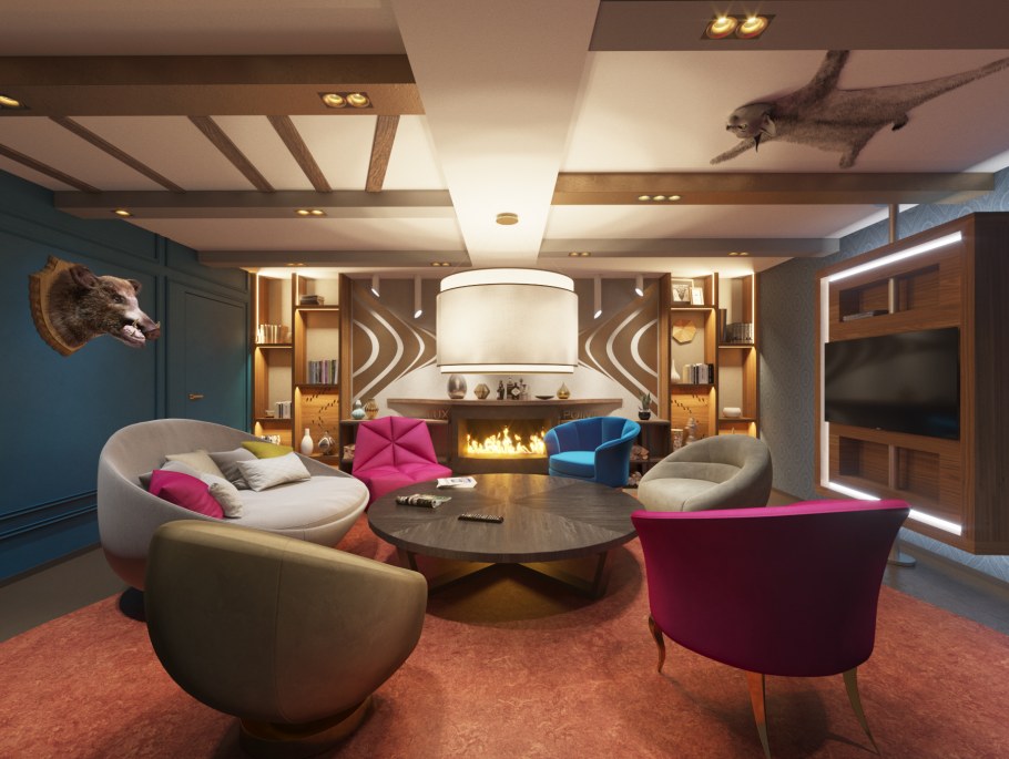 Лаунж зона в цокольном этаже