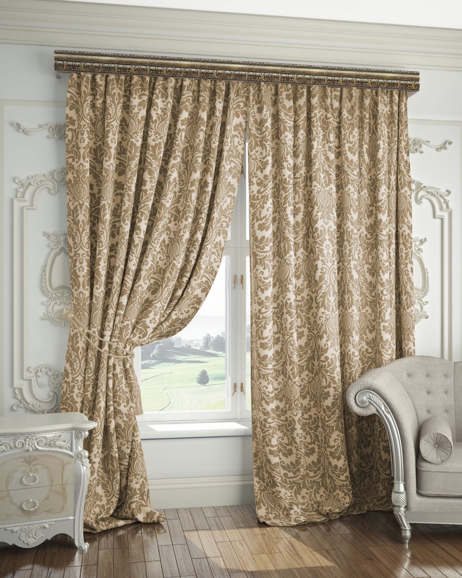 Портьерная штора Arco Doro жаккард, бежевый, 200х260