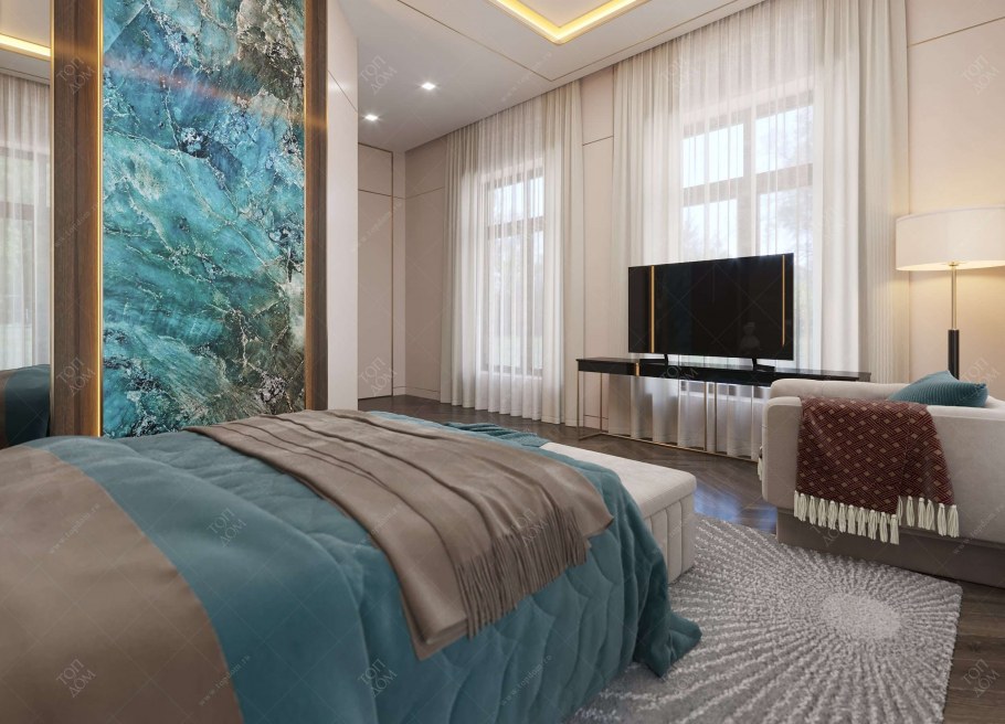 Гостиная в цвете морской волны