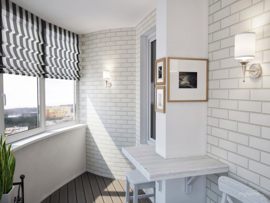 Декоративный кирпич на балконе