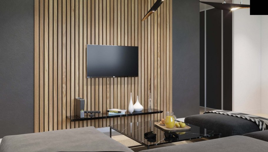 Декорирование стен деревянными рейками