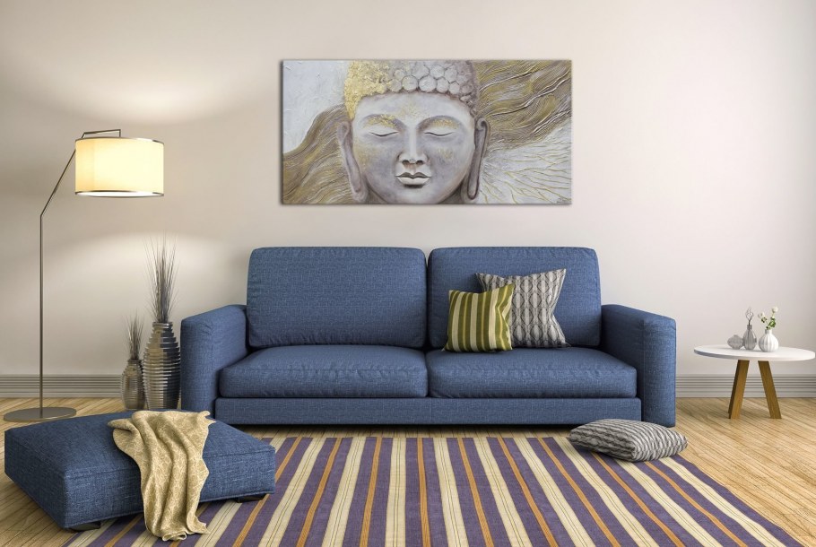 Гостиная в синих тонах интерьер вода