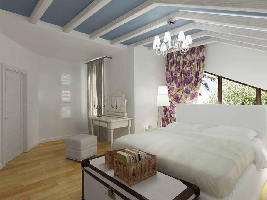 Экостиль потолок спальня