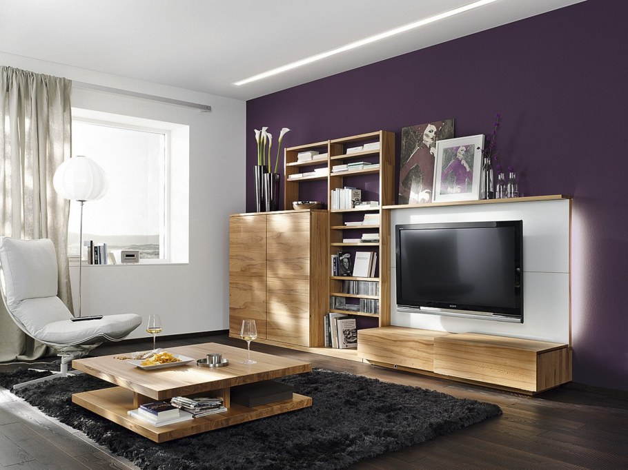 Гостиная с деревянной мебелью