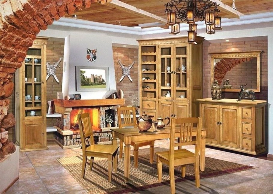 Гостиная с кухней под старину