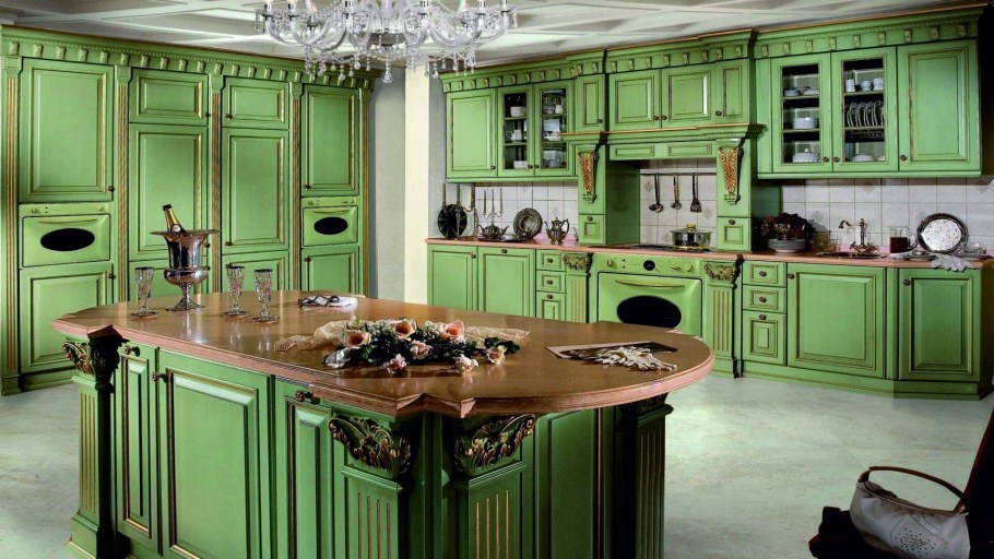 Кухня в фисташковых тонах