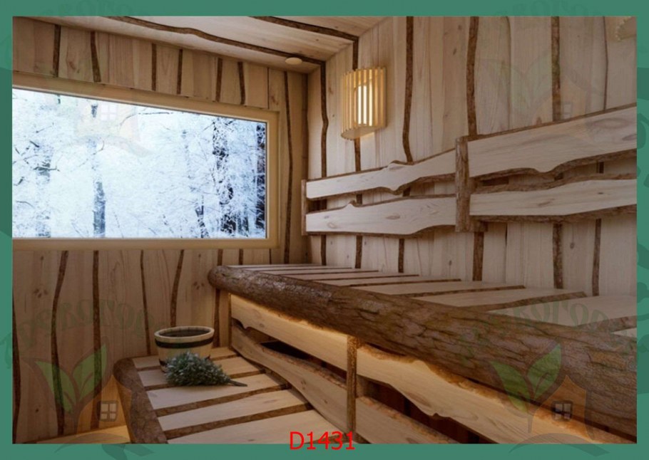 Отделка парилки необрезной доской