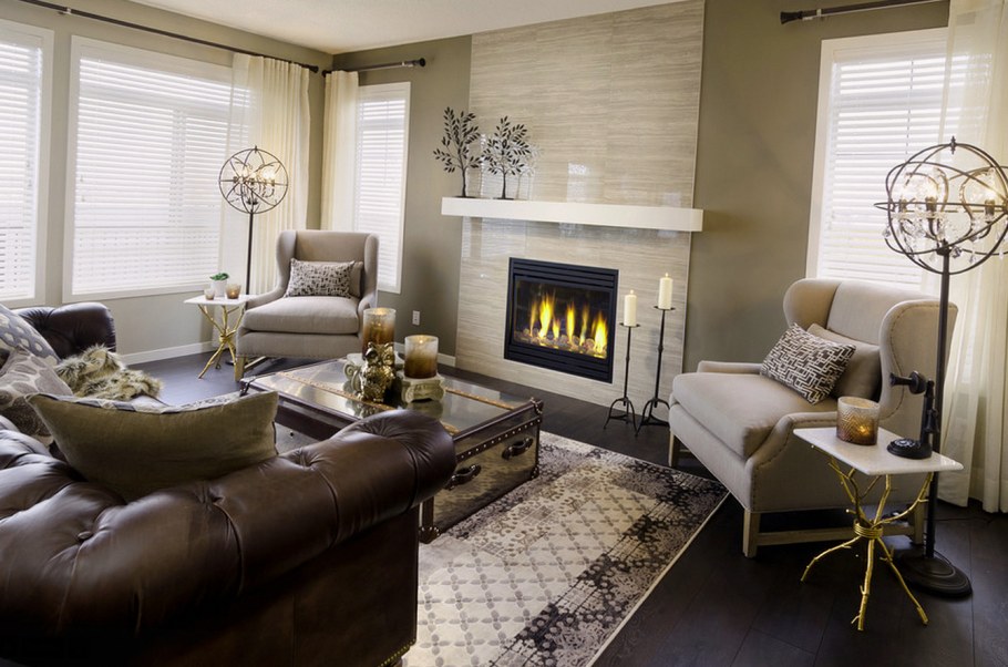 Красивые гостиные с камином