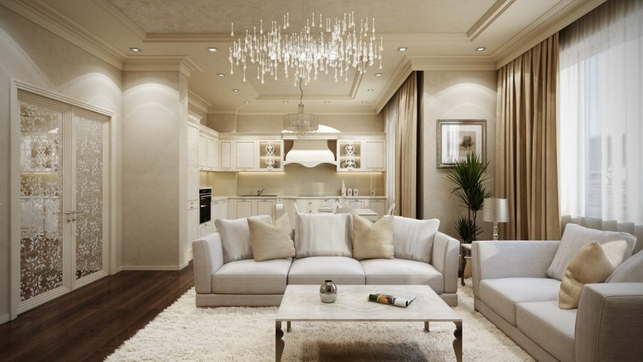 Гостиная в теплых оттенках