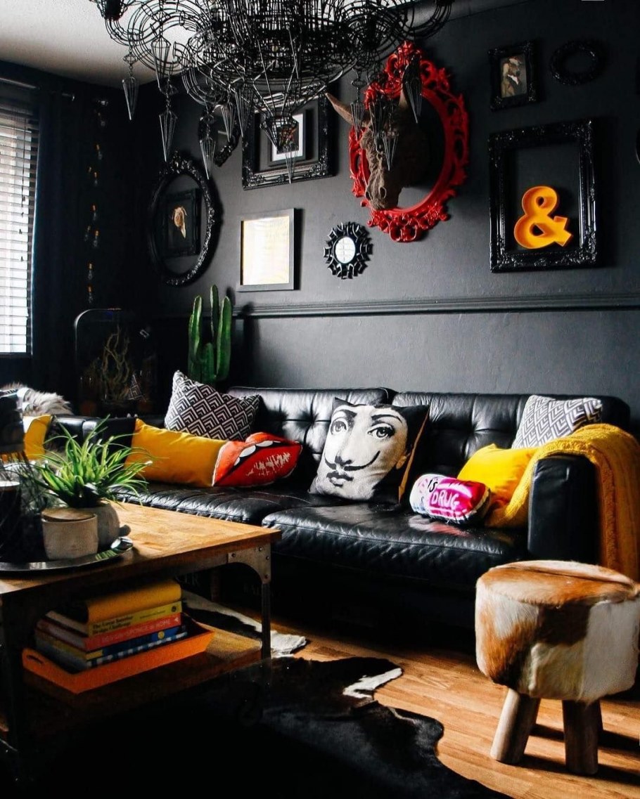 Черная стена в интерьере