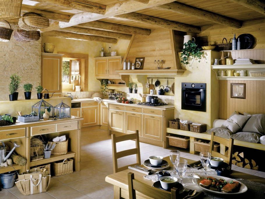 Деревенский стиль кухни Кантри Прованс