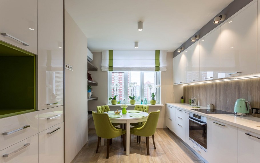 Кухня по двум стенам