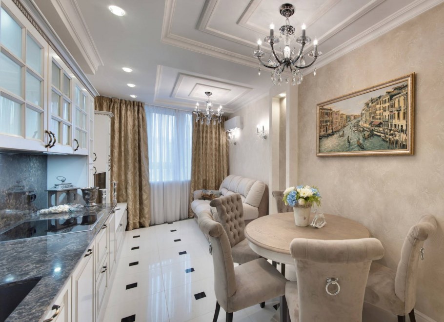 Венецианская штукатурка в интерьере кухни