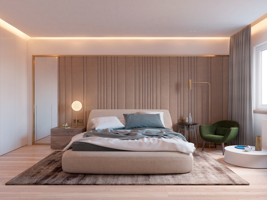 Линейное освещение в спальне