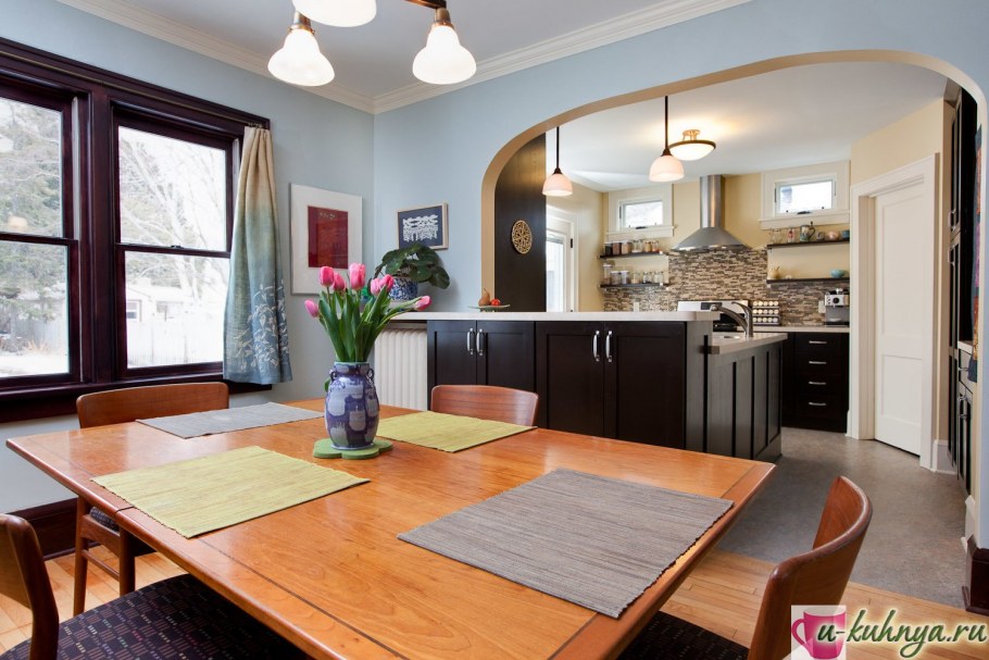Зонирование кухни и столовой
