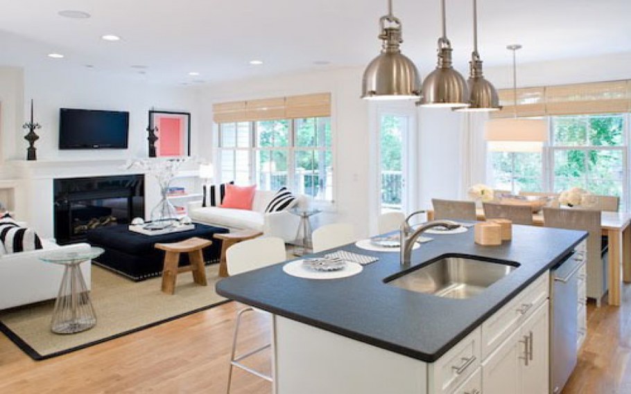 Кухни гостиные с кухонным островом
