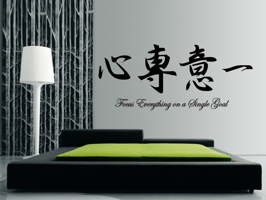 Иероглифы на стене в интерьере