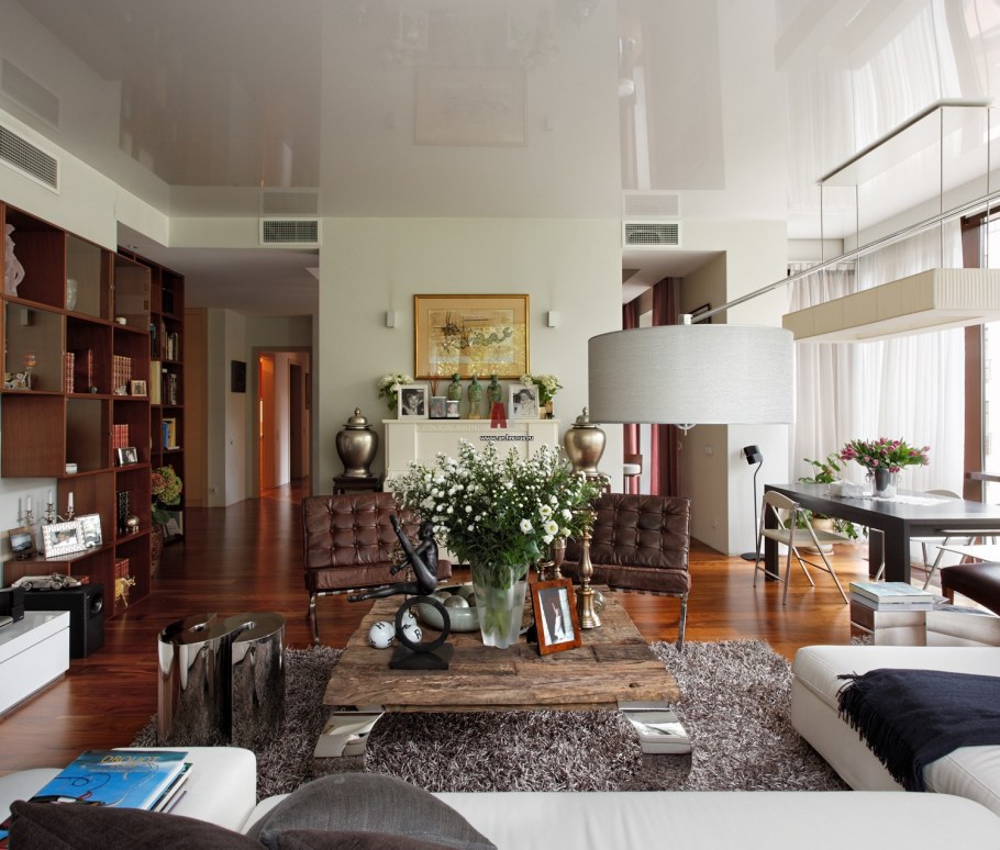 Фьюжн в интерьере гостиной