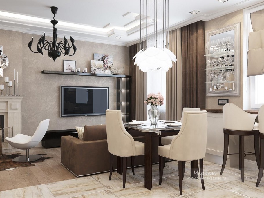 Кухня-гостиная в стиле Фьюжн