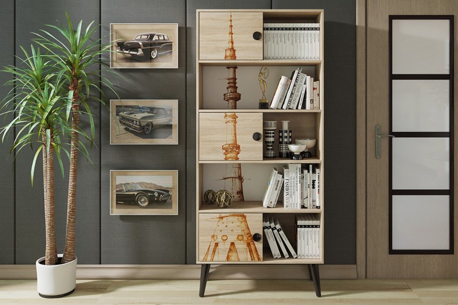 Стильный стеллаж в гостиную