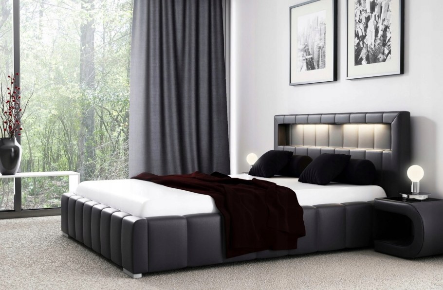 Черно белая спальня