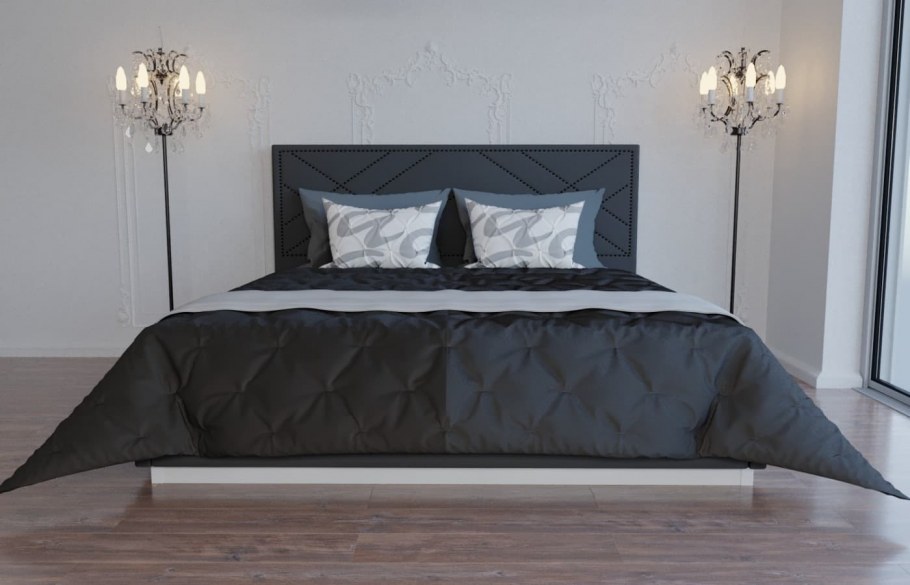 Интерьер спальни с черной мебелью