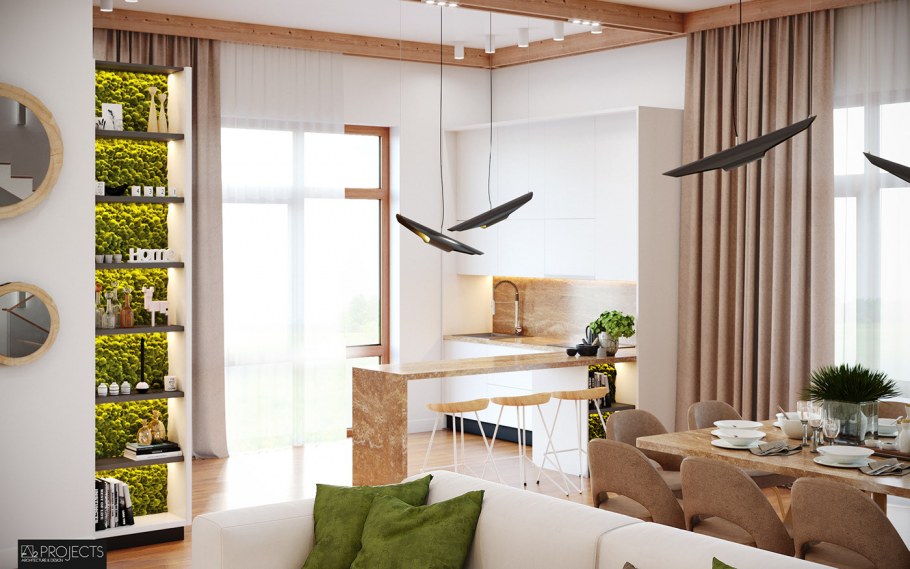 Интерьер в эко стиле в загородном доме