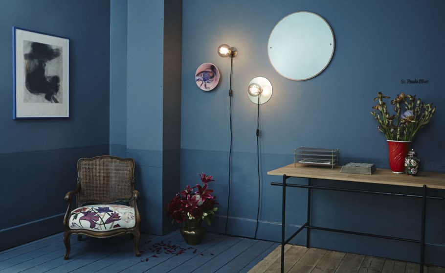 Серо синие стены в интерьере