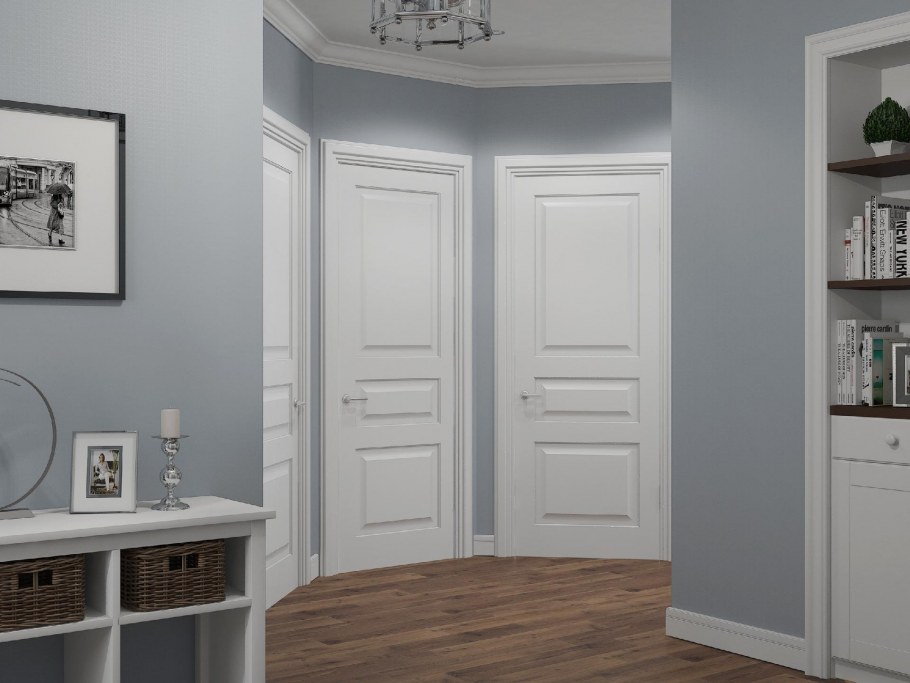 Коридор и лестница в сером цвете